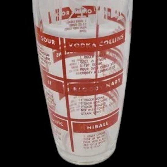 Mid-Century Bar Shaker with Recipes Red & White Graphics - Picture 8 of 11
